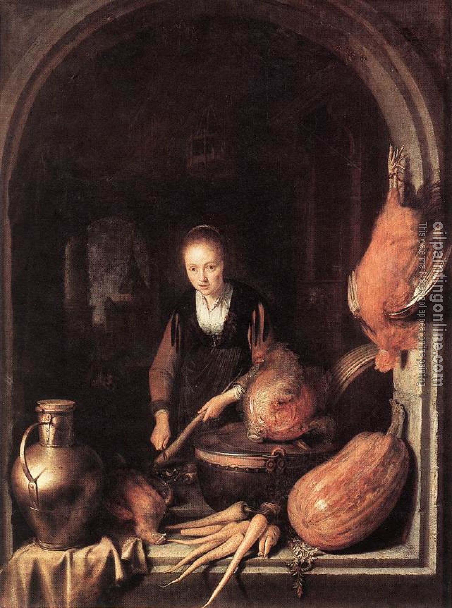 Dou, Gerrit - Woman Peeling Carrot